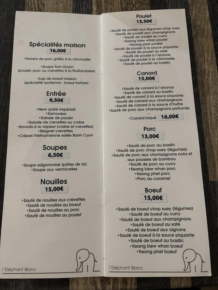 Eléphant Blanc - Menu Image 1